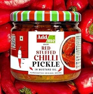 Add Me Red Stuffed Chilli Pickle 300 GMS | Bharwa Banarasi lal mirch ka achar 300 g Glass Pack