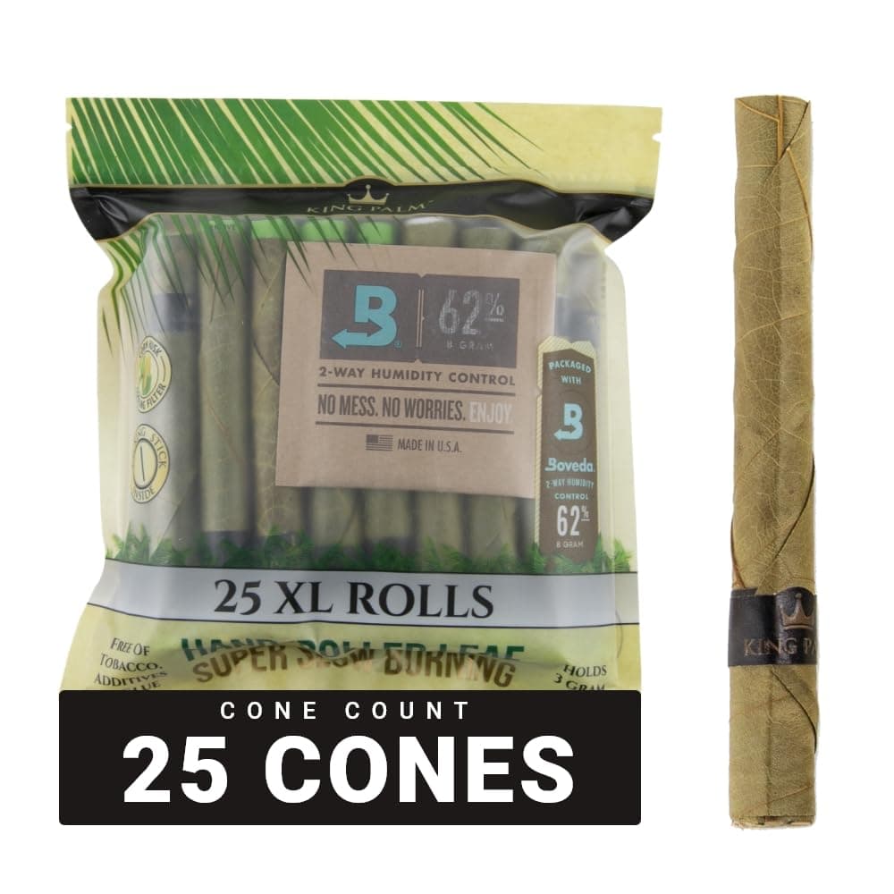 25 XL Natural Palm Leaf Pre Rolled Cones Rolls - 3.5g (Unflavoured) - 100% Organic