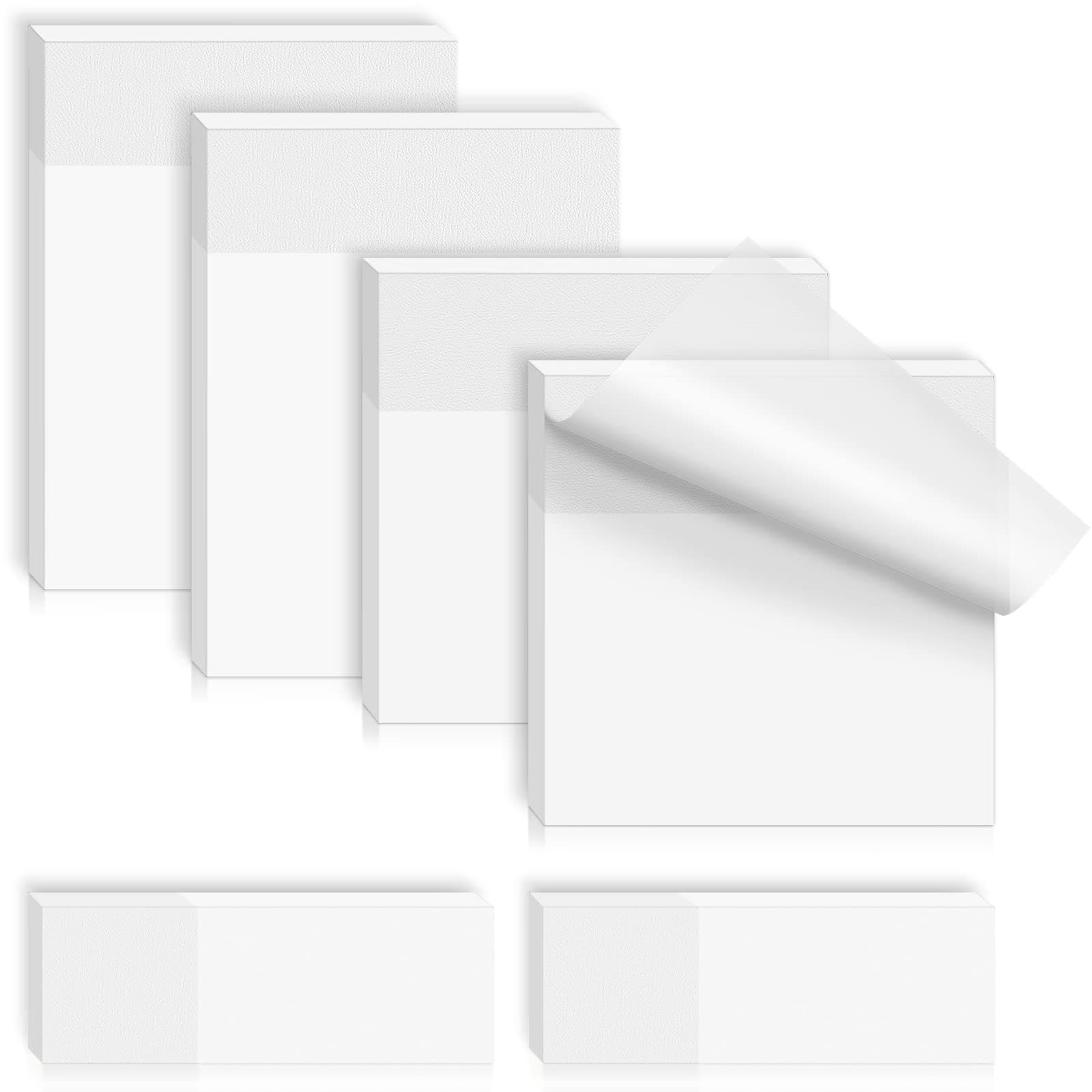 Smarpau 600 Sheets Transparent Sticky Notes, Assorted Sizes See Through Clear Sticky Notes, Translucent Sticky Notes for Annotation & Copy, School Office Supplies