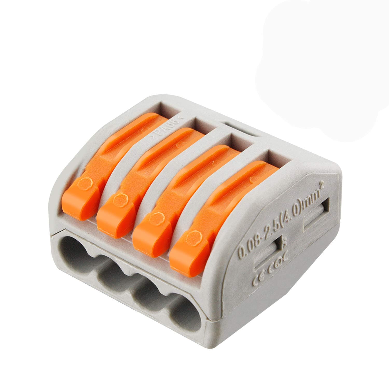 100 Pcs Lever Connectors Nuts 4 Conductor Combination Compact Wire Connectors Fast Connection Terminal 28-12 AWG Suitable for Multiple Types