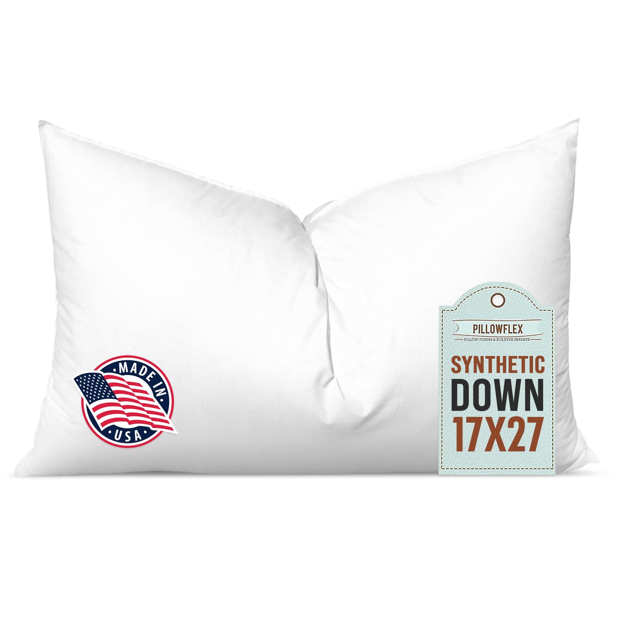Pillowflex Synthetic Down Pillow Insert - 17x27 Down Alternative Pillow, Ultra Soft, Large Rectangle, Lumbar, Kilim, Back, Sleeping Pillow - 1 Decorative Pillow Form