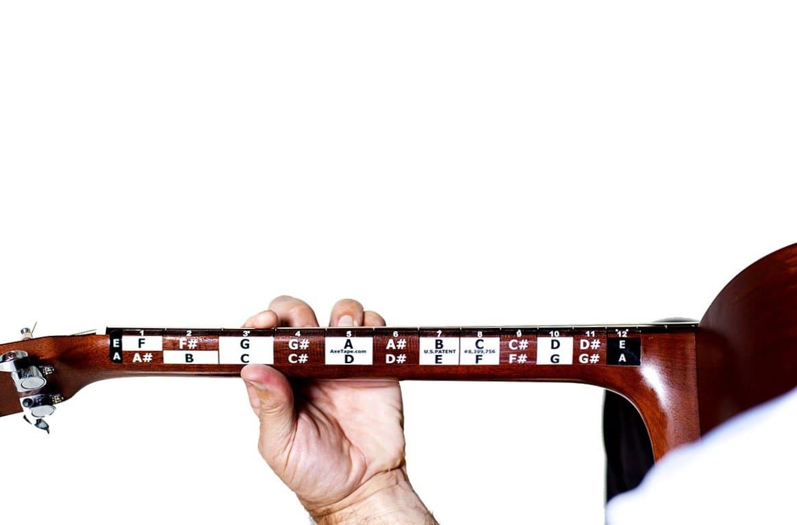 Learn Guitar Fretboard Note Decals - 25.5" Scale - (2 Pack) - White