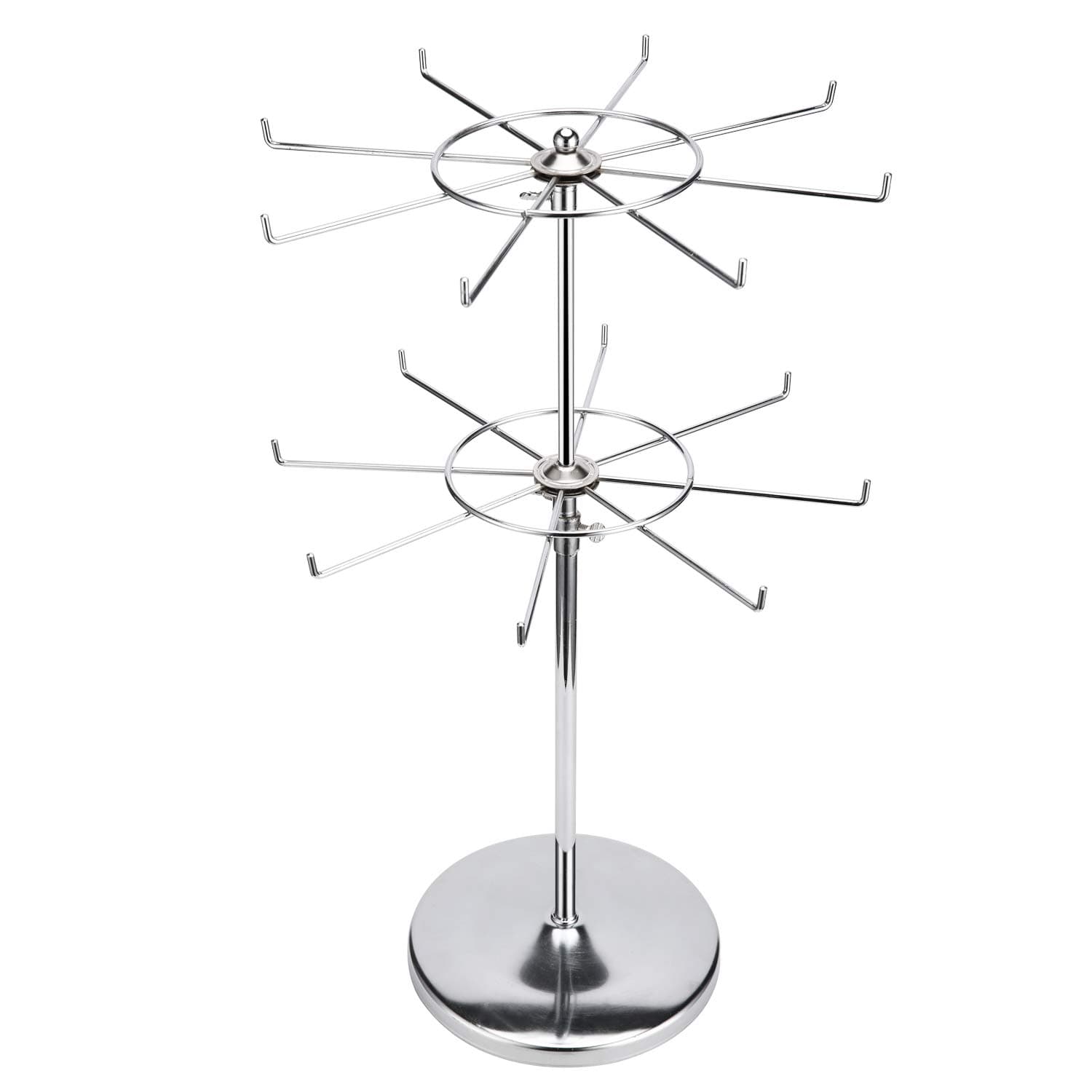 APL Display 2 Tier/3 Tier Counter Top Spinner Rack Silver Metal for Malls, Showroom, Retail Store (Silver, 2 Tier)