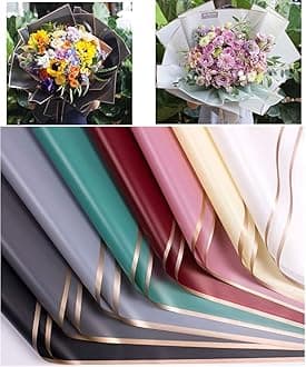 Just Flowers Waterproof Floral Wrapping Paper, Gift Wrapping Paper Roll Sheet, Florist Bouquet Supplies (Pack of 15, Multicoloured)
