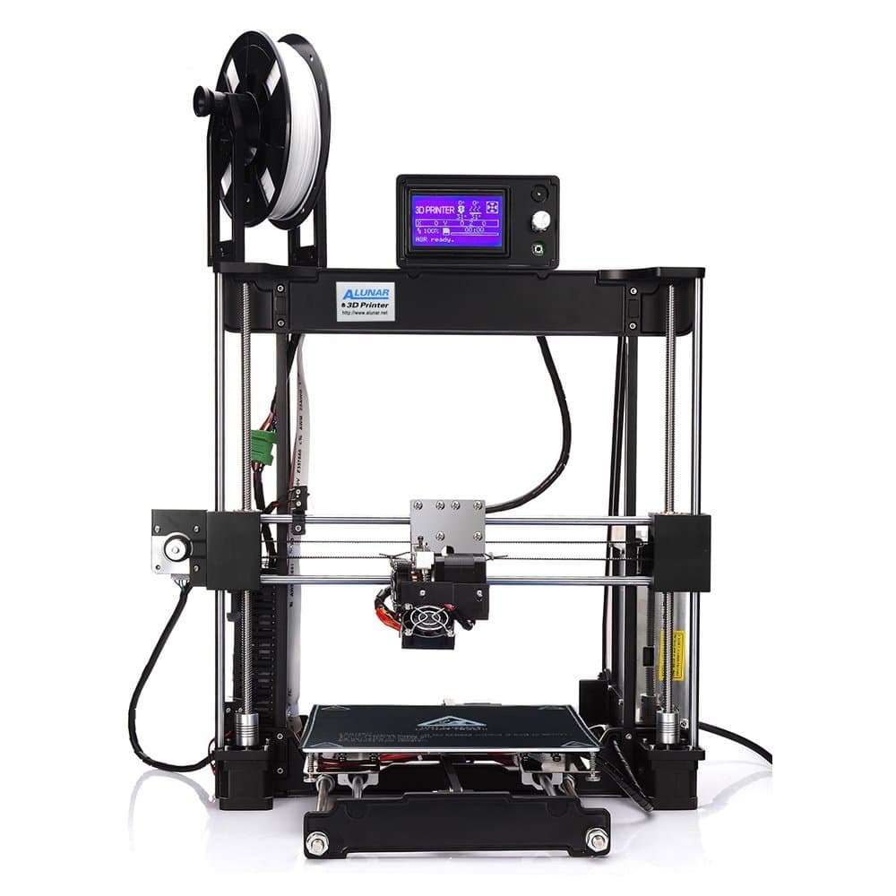 New Arrival ALUNAR 3D Printer Desktop DIY Reprap Prusa I3 Kit CNC Aluminum Alloy Frame Self-Assembly FDM Printing Machine Large LCD Main Board Protection Box (Black)