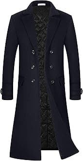 APTRO Men's Luxury Full Length Trench Coat Long Wool Overcoat Winter Windbreaker
