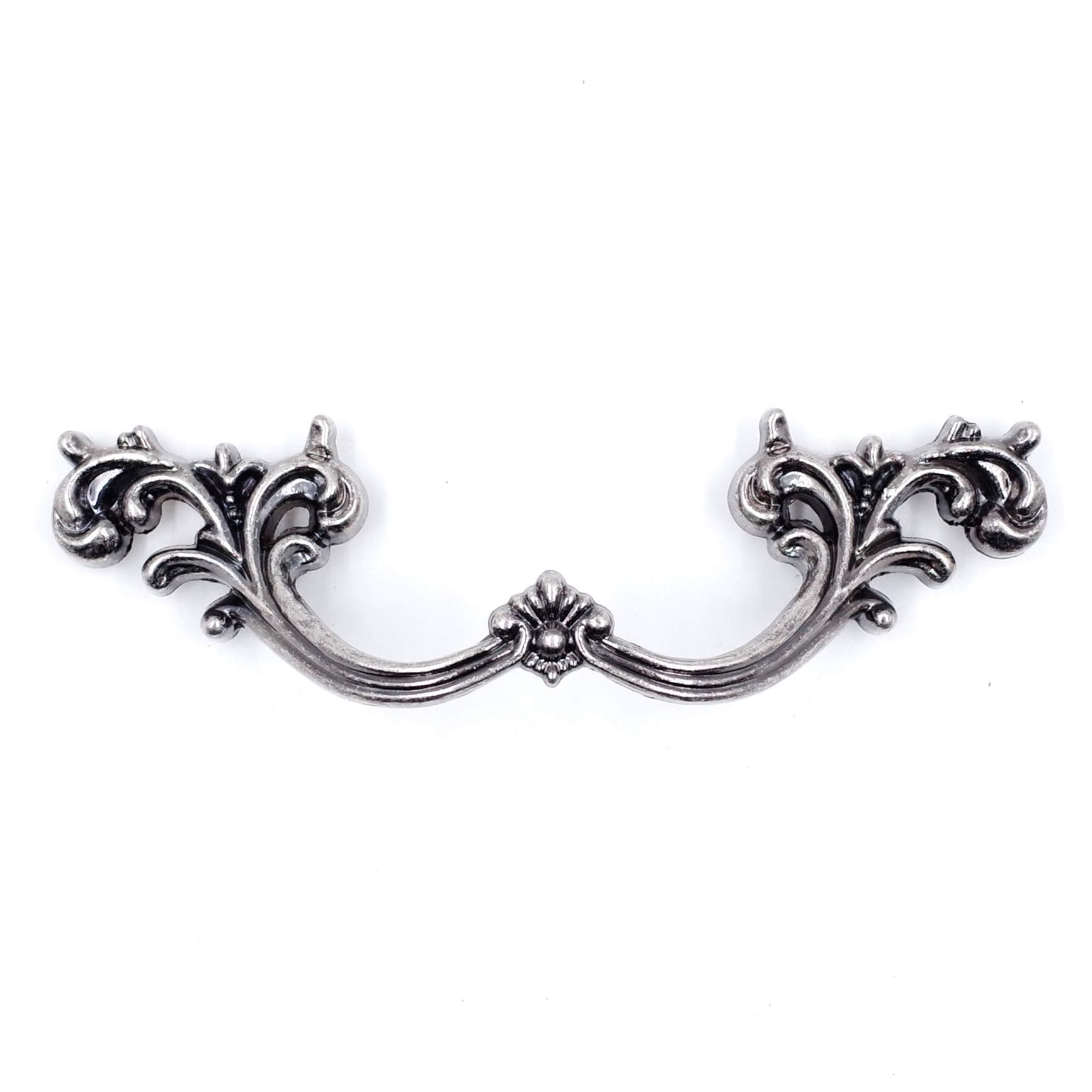 Jetland French Provincial Drawer Pulls - 6-Pack, Aged Silver, 3" Hole Centers, Vintage Shabby Chic Pulls for Dresser Nightstand Cabinet, PW1619OS76