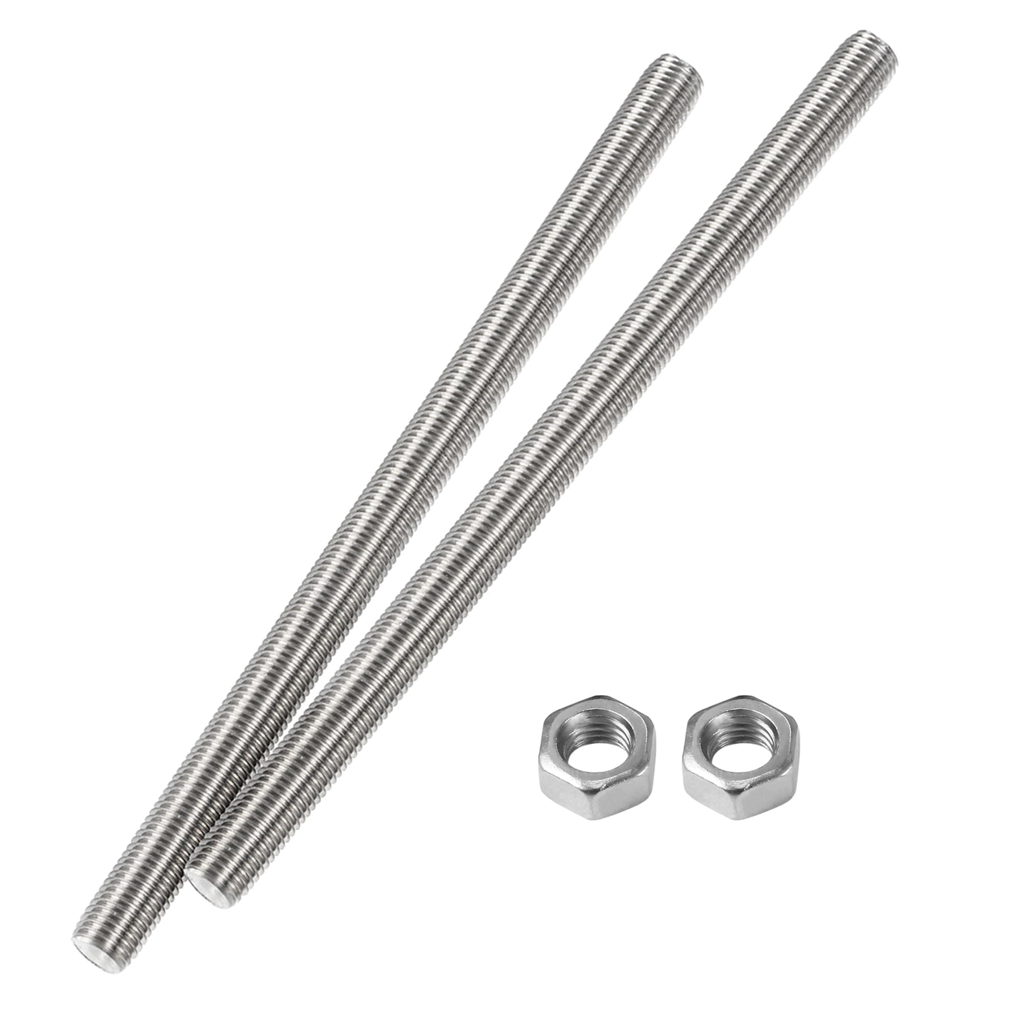 M8 x 400mm Fully Threaded Rod & Studs, 304 Stainless Steel Right Hand Threads Rods, M8-1.25 Thread Pitch for Anchor Bolts, Clamps, Hangers and U-Bolts 2 Pack【with Nuts】