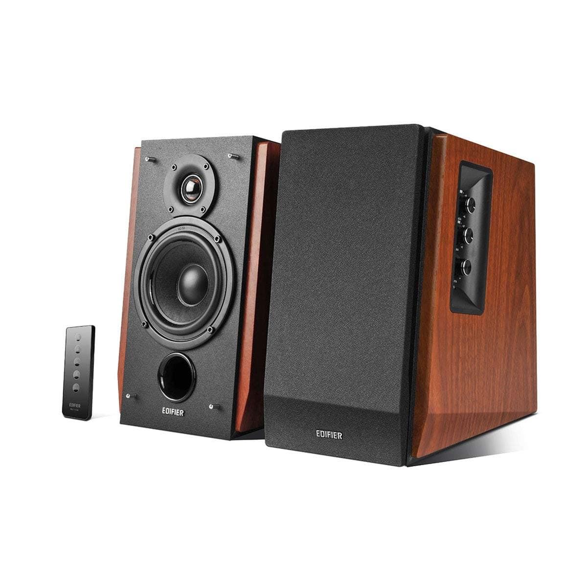 R1700BT Amplified Bluetooth Bookshelf Speaker System, 2.0 Powered Active Speakers 66 Watt RMS - Wooden