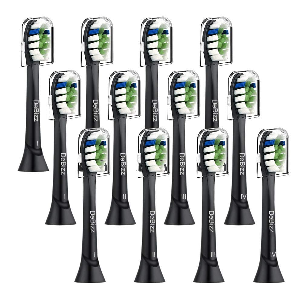 Replacement Toothbrush Heads, 12 Pcs,Compatible with Sonic 4100 5100 6100 Brush, Plaque Control 2 Series 3 Series Brush, Electric Toothbrush and Most Snap On Brush Heads(Black)