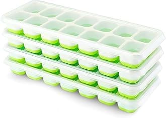 Ice Cube Trays 4 Pack, Airabc Silicone Ice Cube Trays with Removable Lid, Easy-Release Flexible 14-cube Ice Trays, LFGB Certified and BPA Free, Stackable Ice Trays with Covers for Cocktail, Freezer