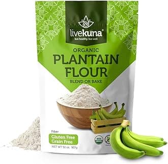 LiveKuna Organic Plantain Flour - Gluten Free All Purpose Flour Alternative For Baking & Cooking Recipes - Grain Free Vegan Plantain Flour, Rich In Fiber & Vitamins for Keto & Paleo Diets, 32oz Bag
