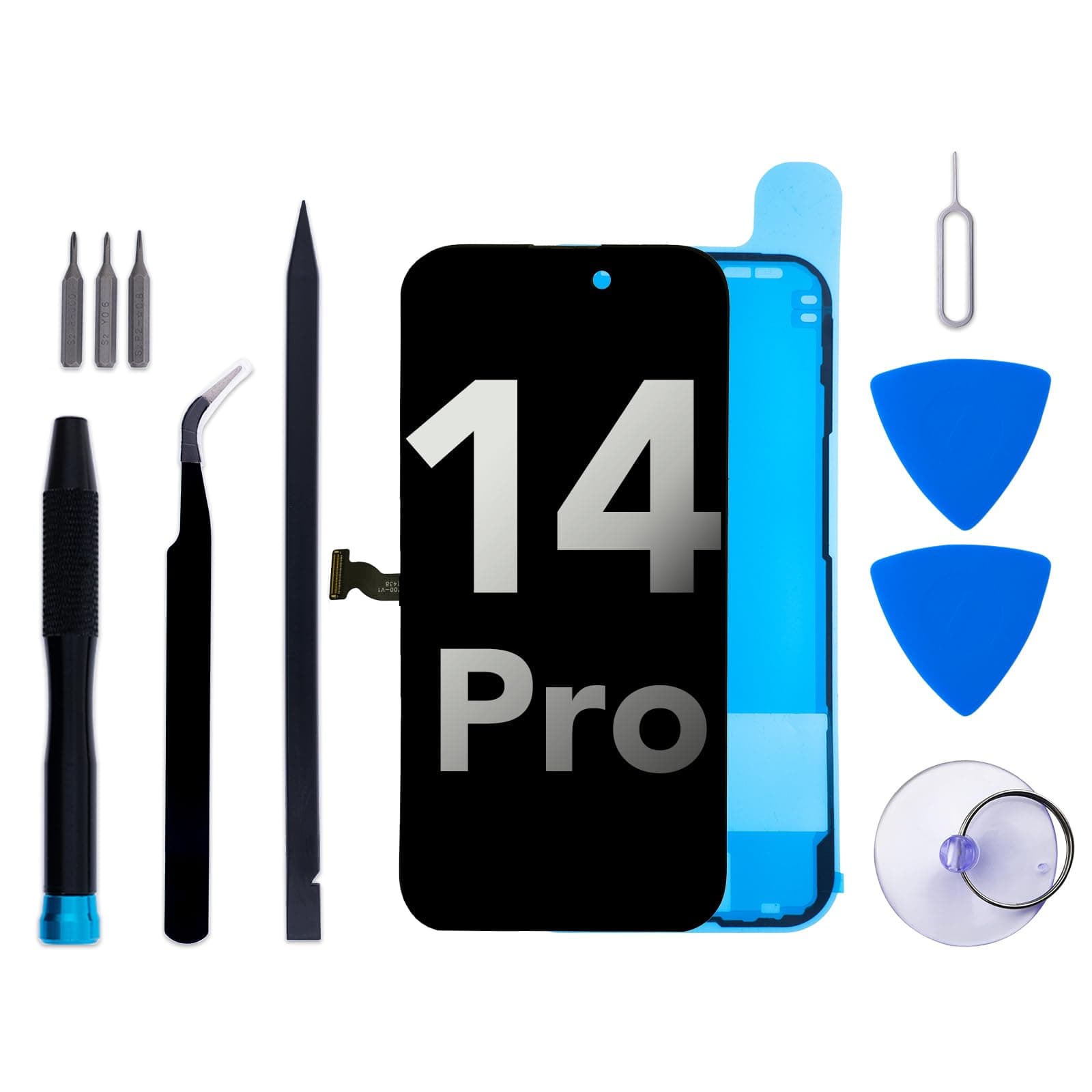 for iPhone 14 Pro Screen Replacement kit 6.1" LCD Display Touch Digitizer Assembly with Frame Adhesive and Repair Tools Compatible with A2650/A2889/A2890/A2891/A2892