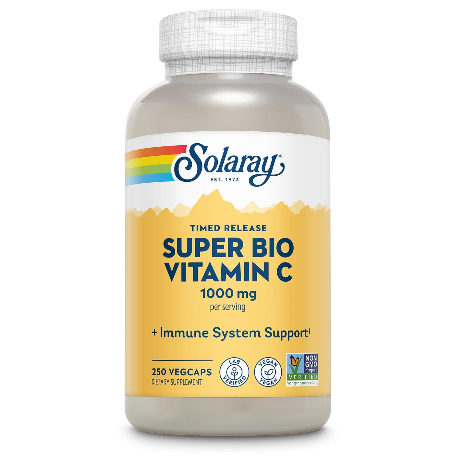 SOLARAY Super Bio Vitamin C, Timed-Release Formula for All-Day Immune Support - 250 Vege Caps