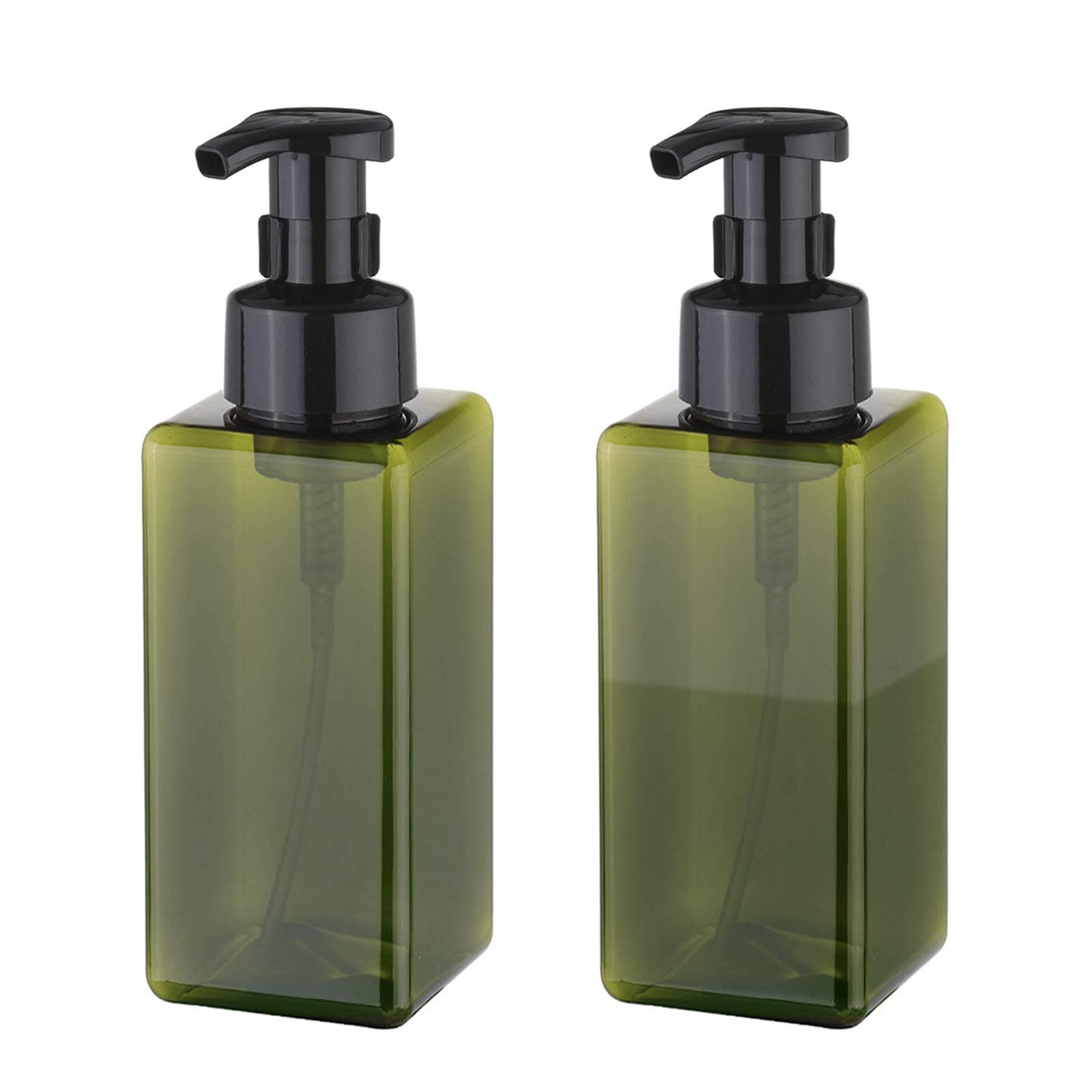 UUJOLY Foaming Soap Dispenser 650ml (22oz) Refillable Plastic Pump Bottle for Liquid Soap, Shampoo, Body Wash (2 Pcs) (Green)