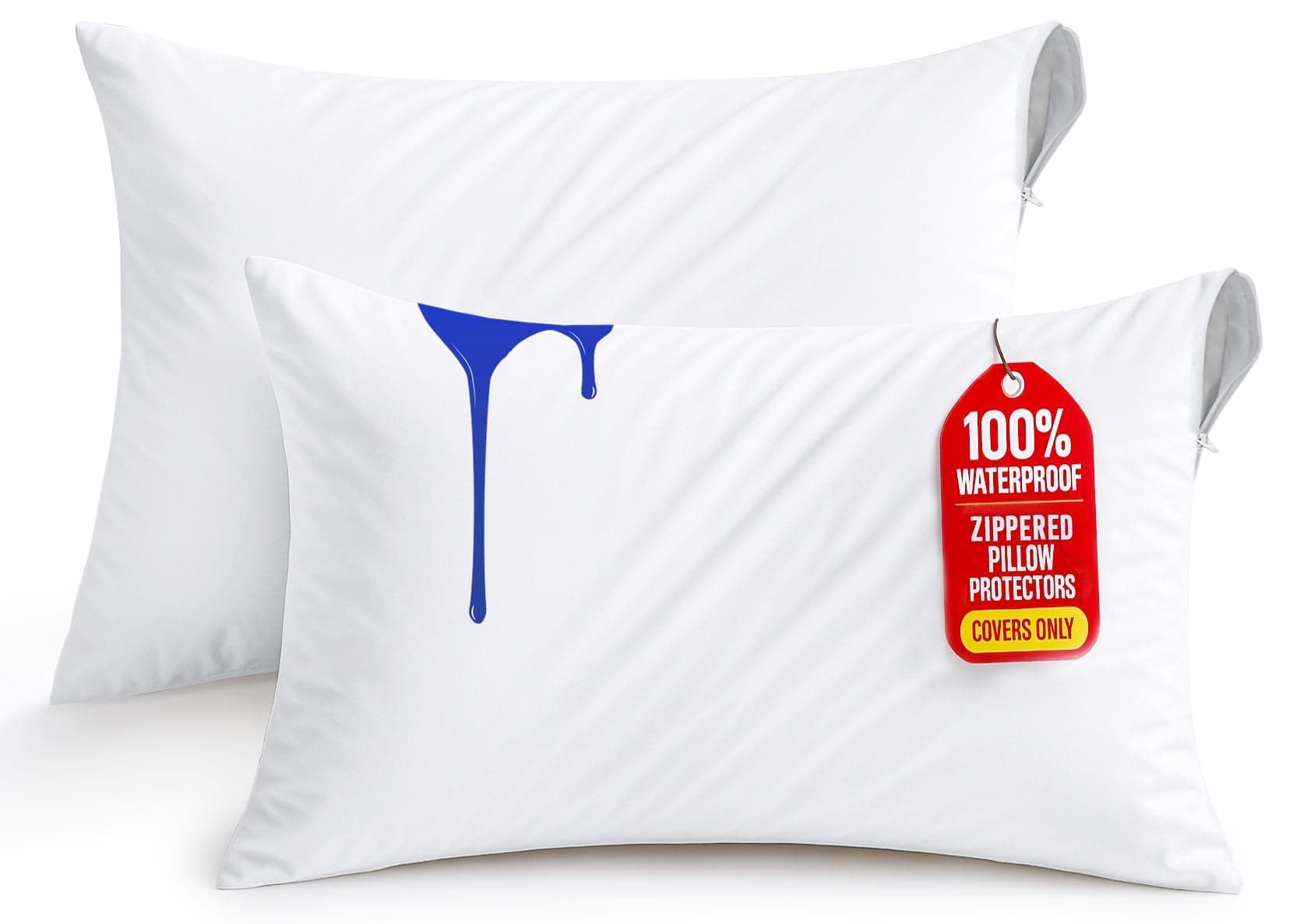 Utopia Bedding Waterproof Zippered Pillow Protectors (50 x 75 cm) - Pack of 2 - Anti Bed Bug and Dust Mite Proof Pillow Encasement