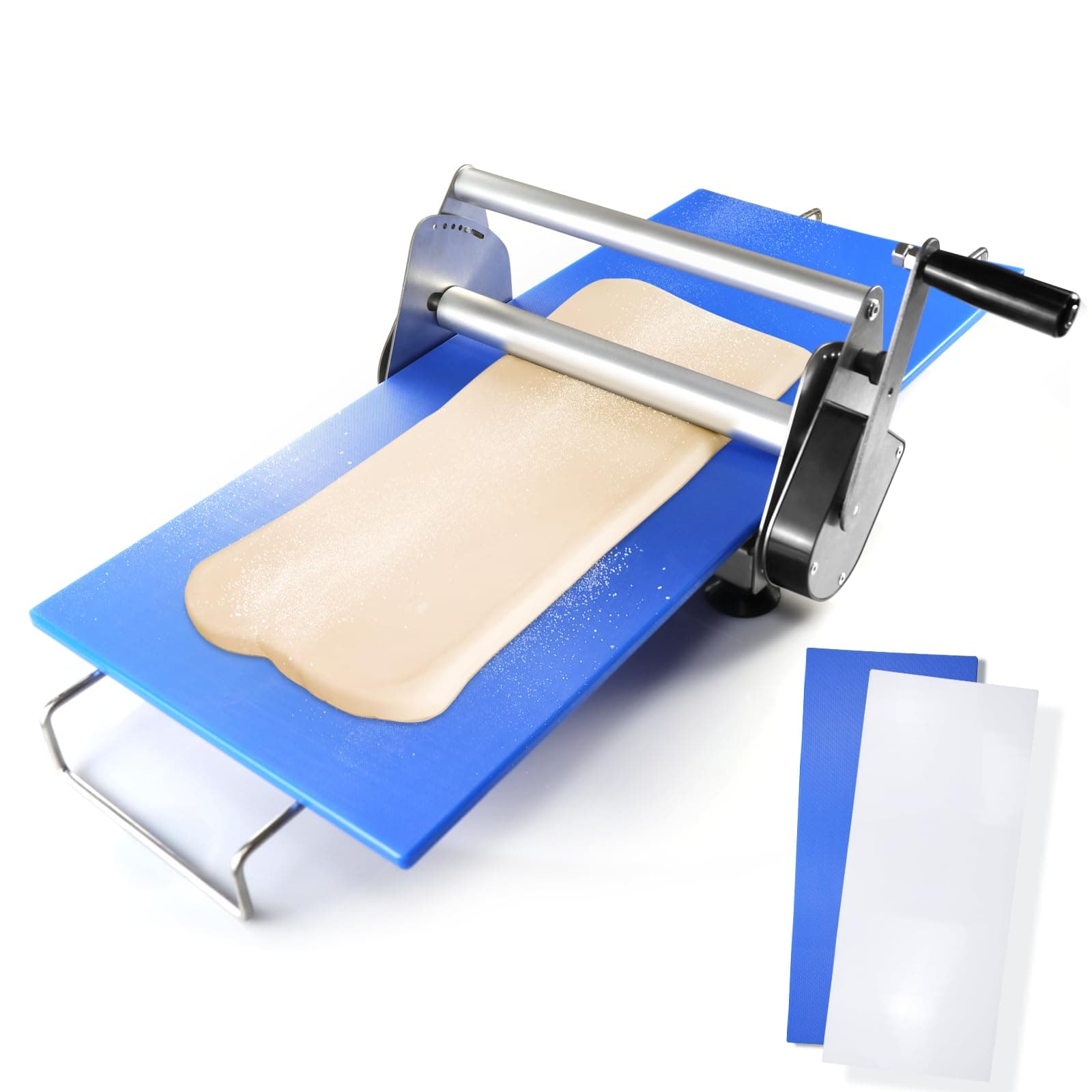 Folding Dough Sheeter with 2 Sheeter Boards, Stainless Steel, Adjustable Thickness, Countertop Manual Dough Roller Machine
