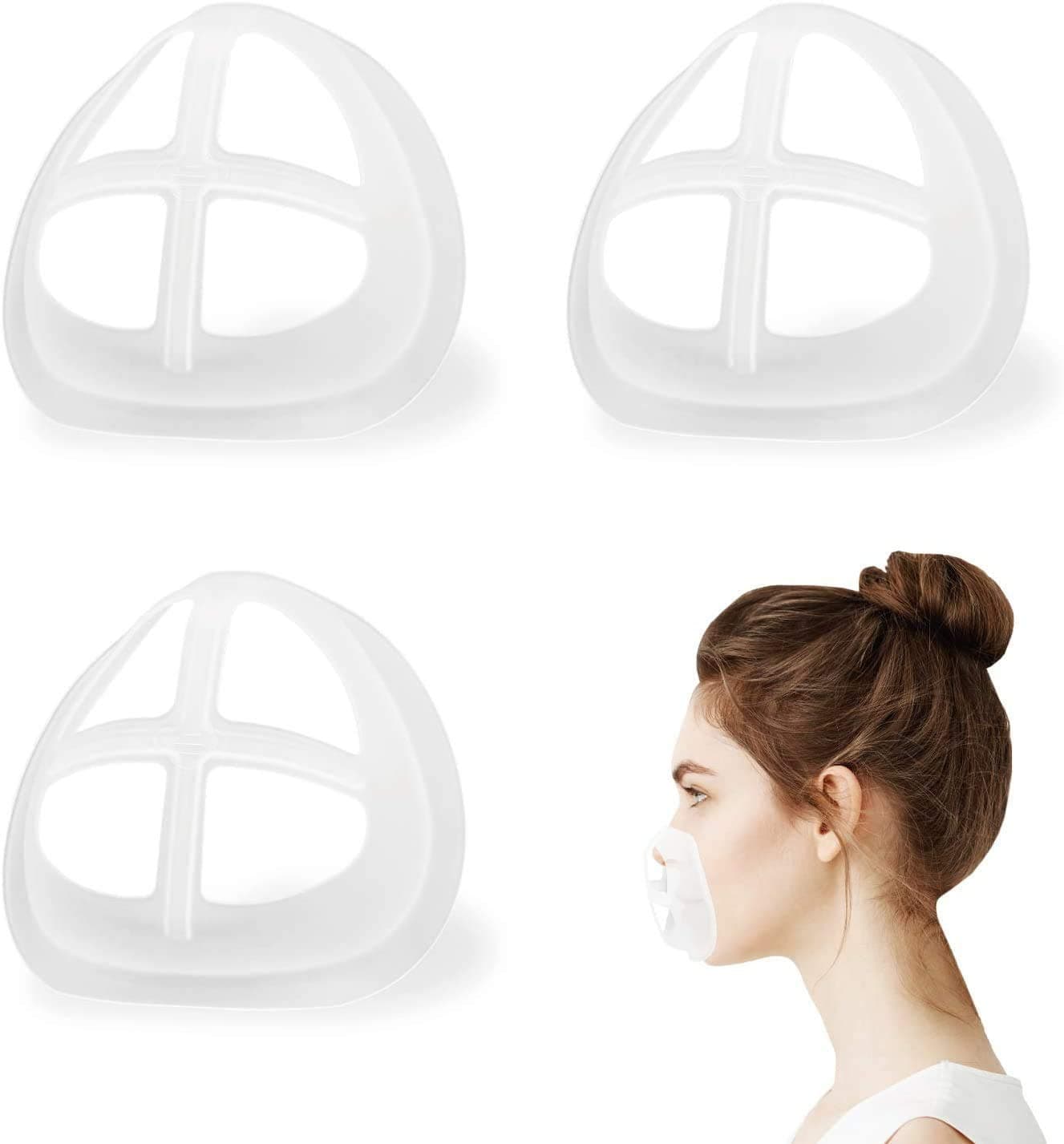 Face Mask Inner Support Frame Homemade Cloth Mask Cool Silicone Bracket More Space for Comfortable Breathing Washable Reusable 3pcs Clear 3D Bracket Cool Silicone Mask Inner