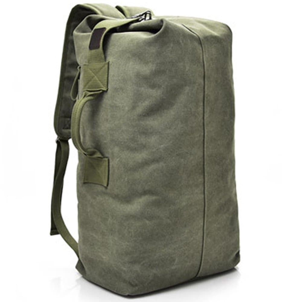 Military Duffel Bag Top Load Double Strap Canvas Backpack Army Travel