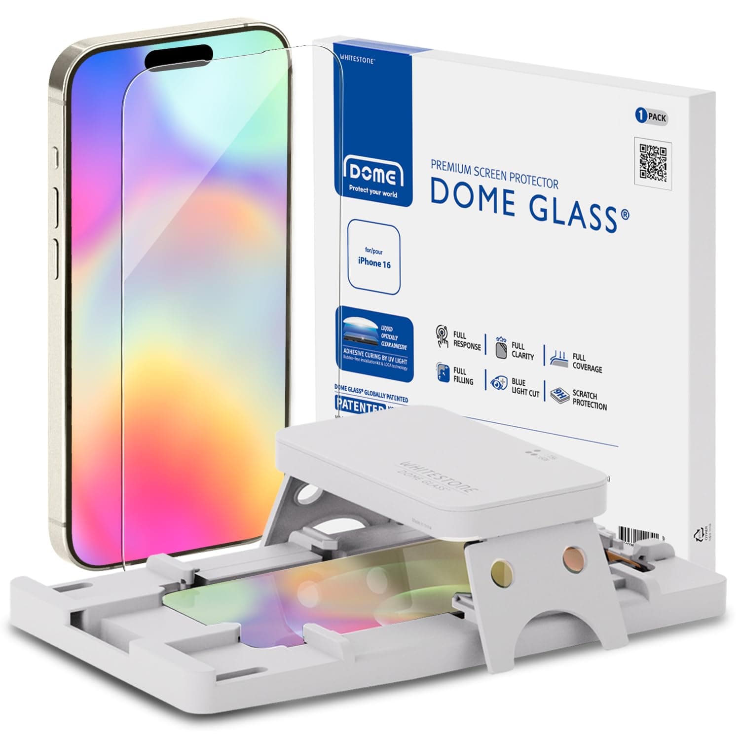 DOME GLASS Whitestone Screen Protector for iPhone 16 Series (iPhone 16)