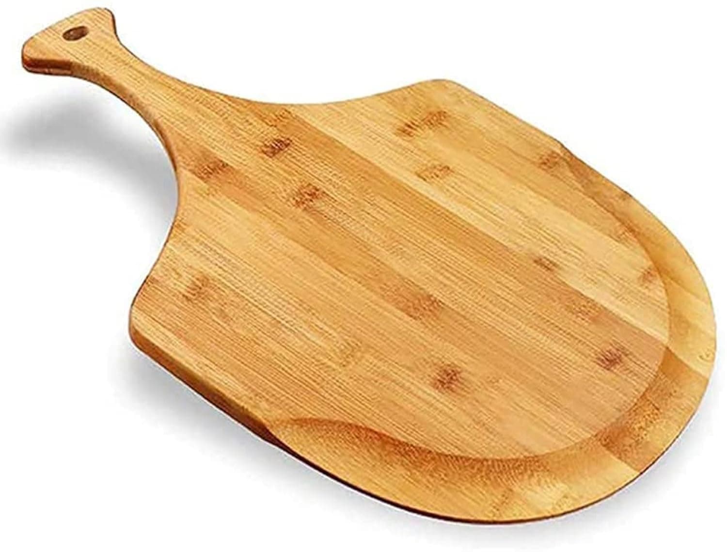 Bamboo Pizza Peel & Serving Board - 12" x 18" Multi-Functional Charcuterie Tray, Cutting Board for Cheese, Fruits, Vegetables - Natural Wood Pizza Paddle with Handle for Kitchen, Entertaining