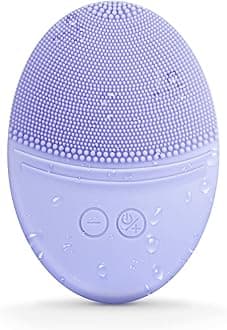 Facial Cleansing Brush Made with Ultra Hygienic Soft Silicone, Waterproof Sonic Vibrating Face Brush for Deep Cleansing, Gentle Massaging, Inductive Charging (Violet) 1 Pack+5 Speed Settings