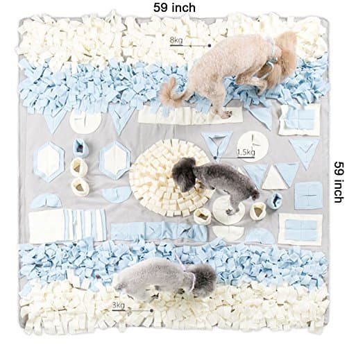Nosework, Dog Training, Dog Play Mat, Activity Fun Snuffle mat, great for stress release (59" x 59", GreyBlue)