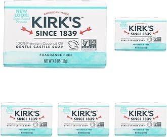 Kirk's Natural Original Coco Castile Soap Fragrance Free, 4 Ounce (Packaging may Vary) (Pack of 5)
