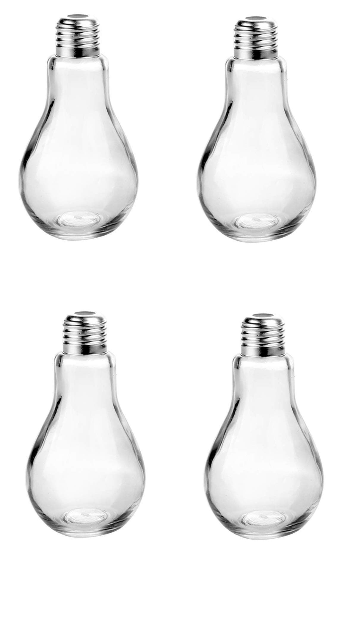 POPLIN 250ML Bulb shaped Mason jar decorative glassware gift with silver color cap(pack of 4)