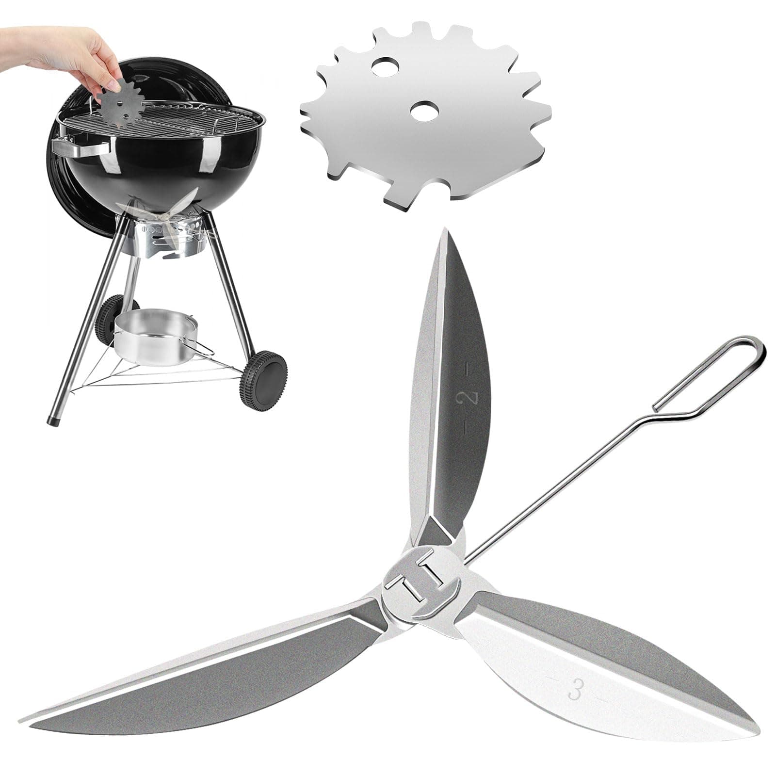 22-1/2-Inch One-Touch Cleaning System Kit, 7444 Replacement Parts-Grill Damper for Weber Grill, Also for Master-Touch Series, Performer Series, and Original Kettle Series 22" Charcoal Grills, Silver