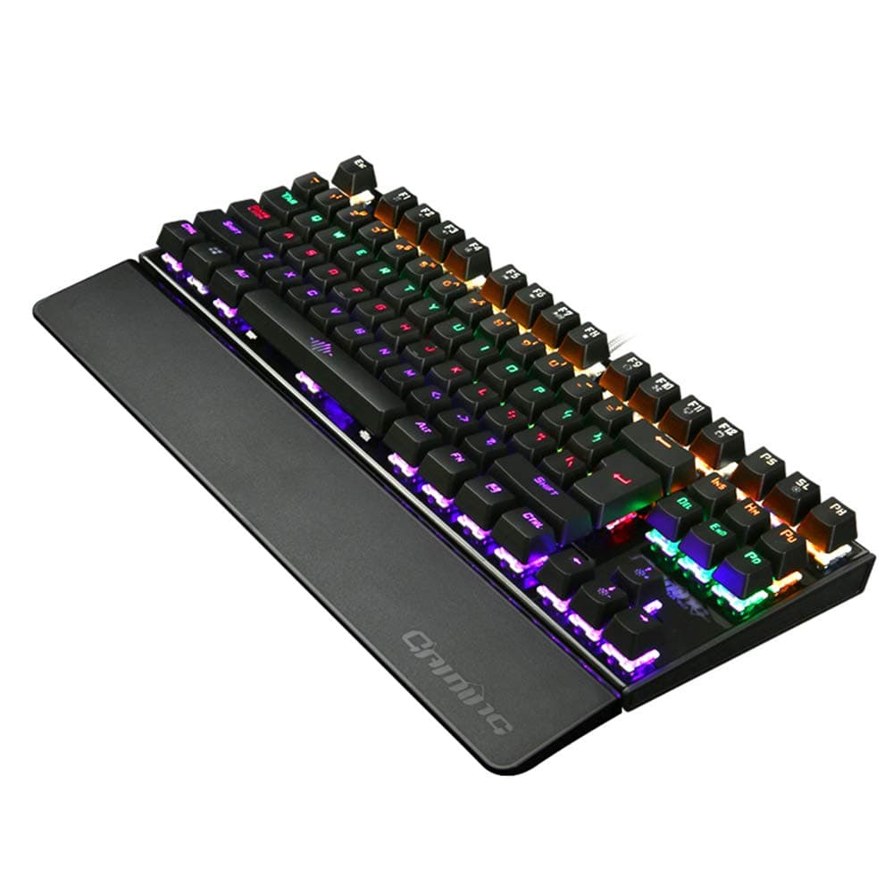 RedThunder Mechanical Gaming Keyboard - [US LAYOUT] K28 Mixed Color LED Backlit Keyboard - Blue Switches, 100% Anti-ghosting, Large Removable Hand Rest - Computer PC & Mac Gamers