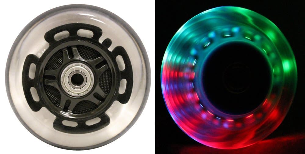 L.E.D. Scooter Wheels with ABEC 9 Bearings for Razor Scooters 100mm Light Up 2-Pack
