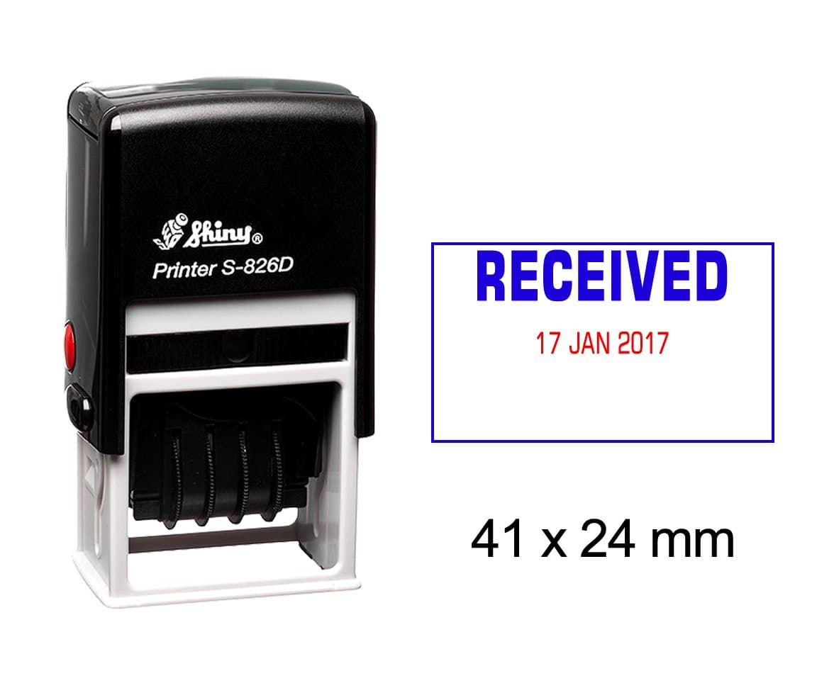 Shiny Date Stamper Self Inking With Received By Text Ofiice Stationary Rubber Stamp S-826D