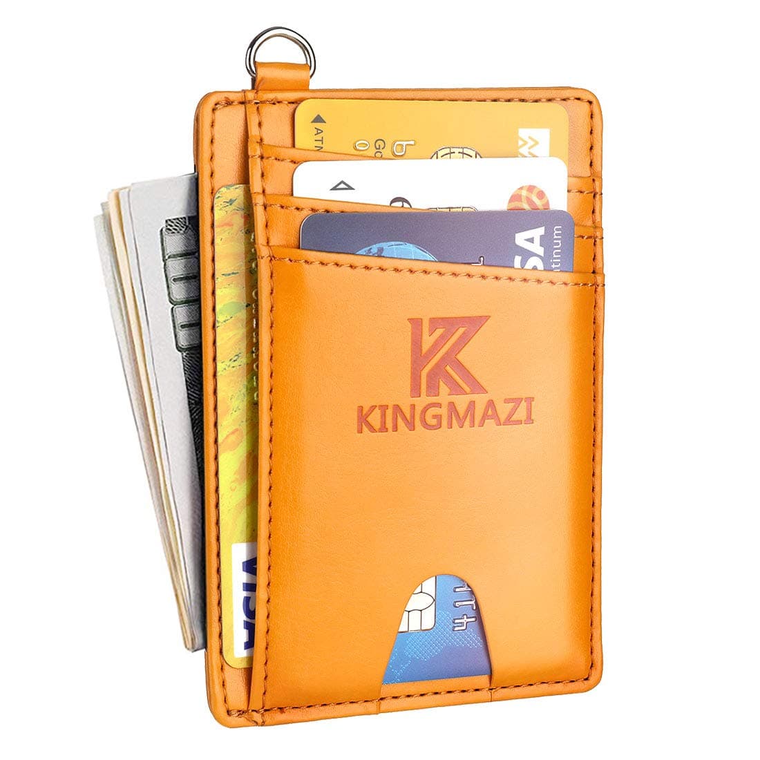 Slim Minimalist Front Pocket Rfid Blocking Wallets, Credit Card Holder with D-Shackle for Men Women