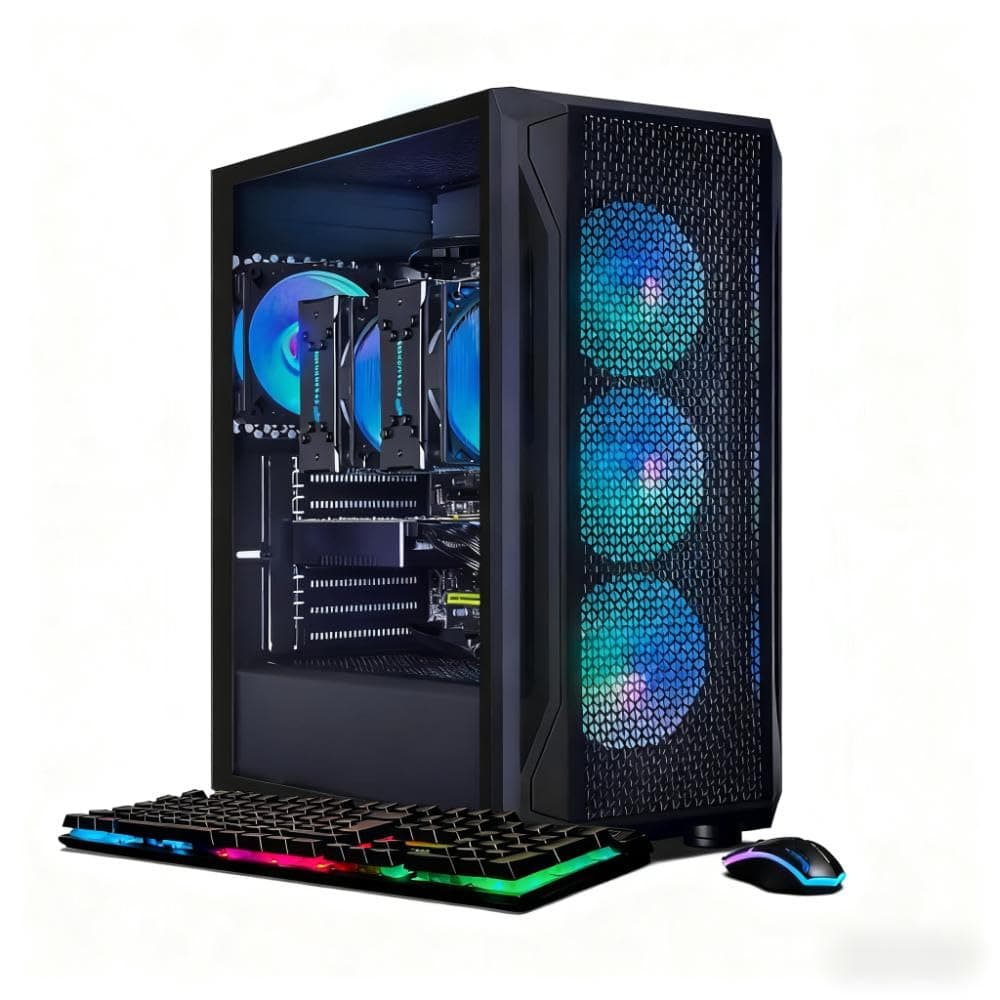 STGAubron Dual CPU Gaming PC, Dual Intel i7 Xeon E5 up to 3.7GHz, GeForce GTX 1660 Super 6G, 16G DDR4, 1T SSD, 600M WiFi, BT 5.0, RGB Fan x4, Windows 11 Pro