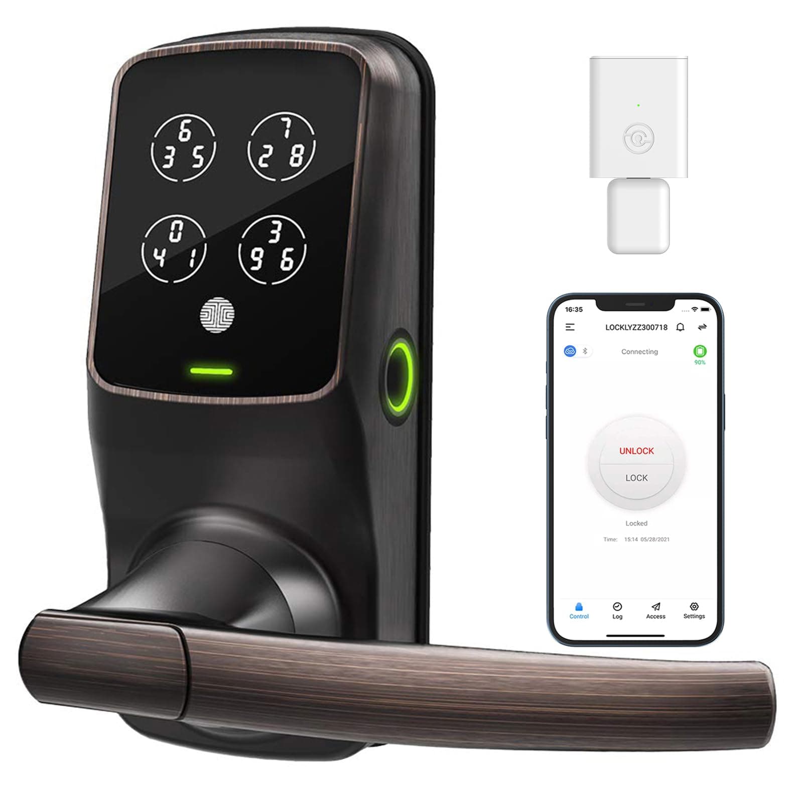 Lockly Secure Pro - Latch Edition | Bluetooth Fingerprint WiFi Keyless Entry Smart Door Lock (PGD 628W) Secure Keypad | 3D Fingerprint Reader | iOS Android Compatible (Latch, Venetian Bronze)