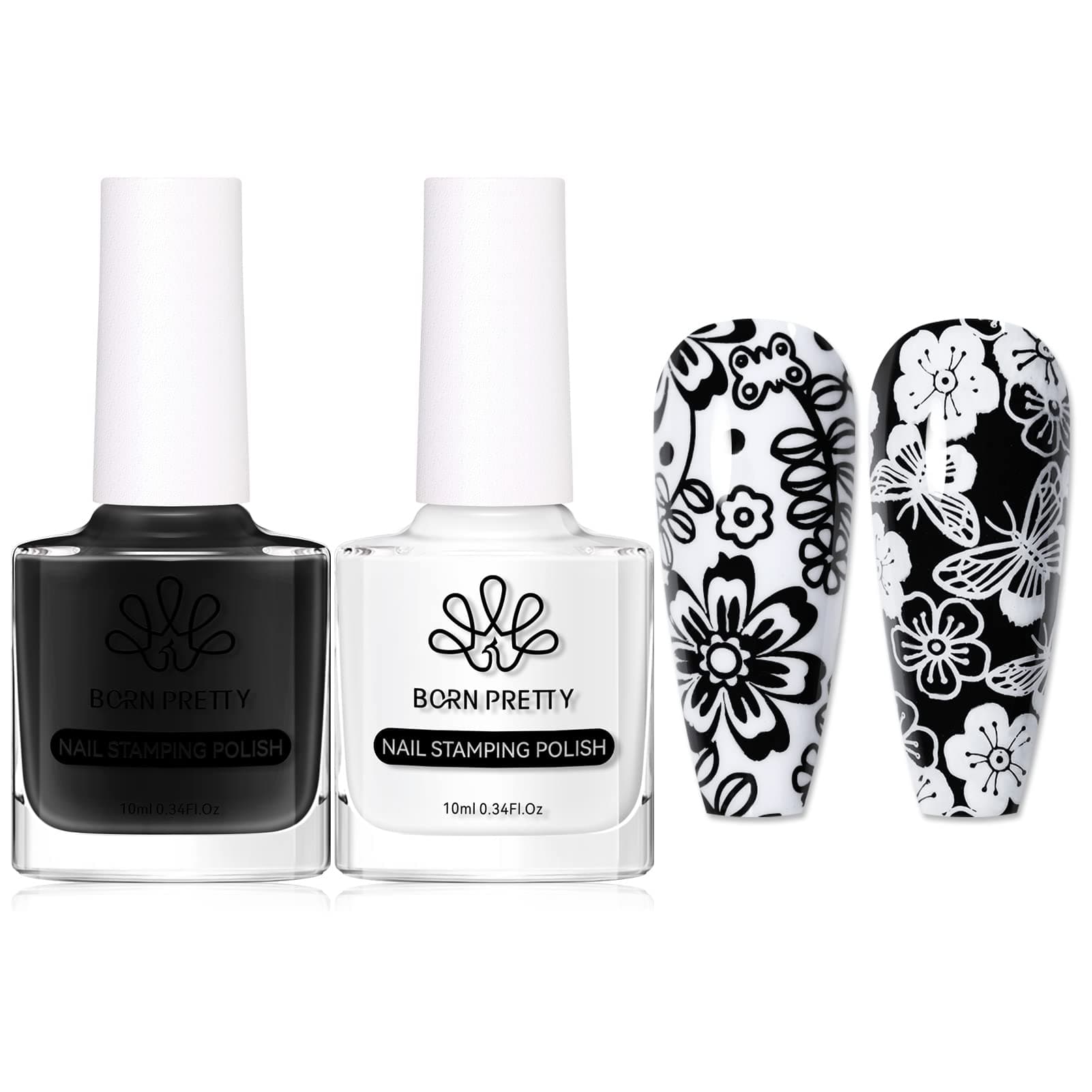 black white stamping polish