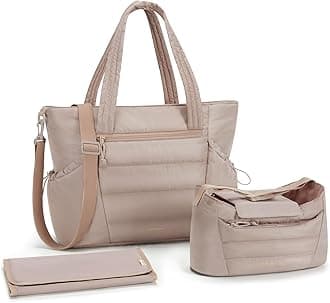 Diaper Bag Tote with Stroller Organizer Puffer Bag Large Capacity Baby Bag with Changing Pad for Travel, Hospital