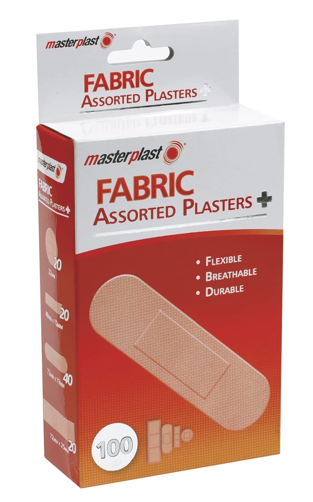 Masterplast Assorted Fabric Plasters, Flexible, Durable Pack of 100