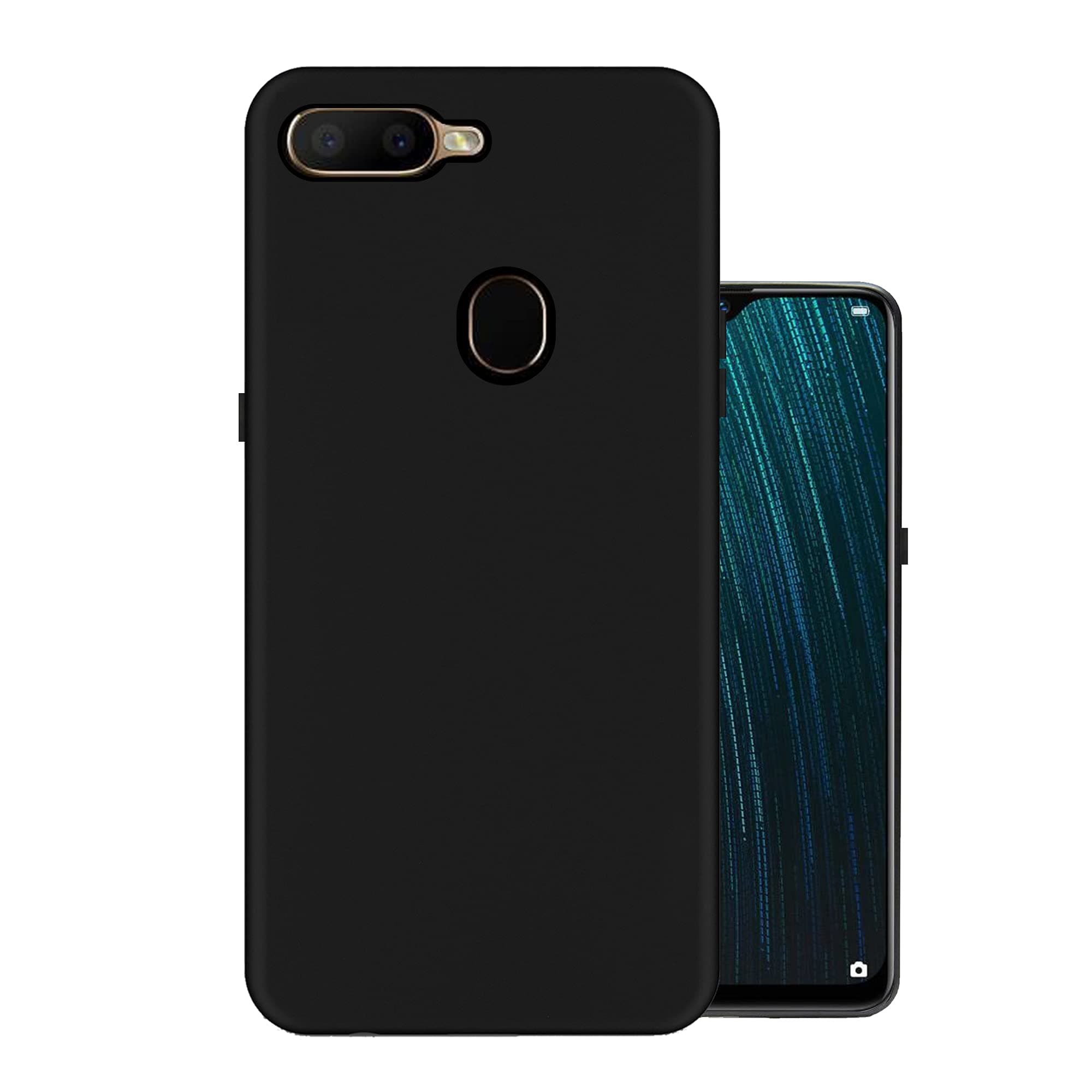 HELLO ZONE Exclusive Matte Finish Soft Back Case Rubber Cover for Oppo F9/F9 Pro/A5/A5s/A7/A11k/A12/Realme 2/2 Pro/U1 - Black