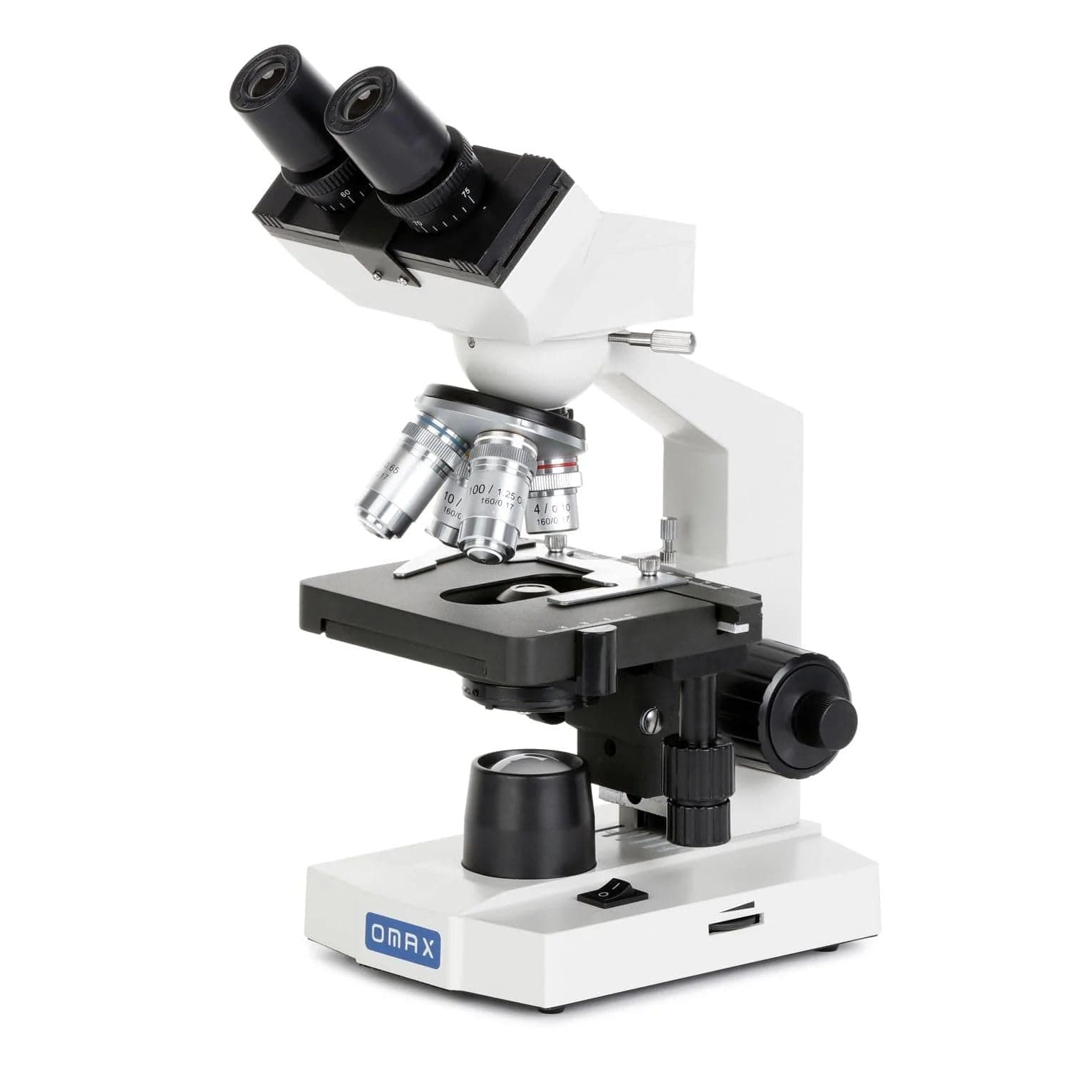 AmScope M82ES OMAX Laboratory LED Composite Binocular Microscope with Mechanical Double Layer Table and Coaxial Coarse/Fine Focus Button, 40x 2000x