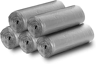 5 Rolls Small Trash Garbage Bags, 4 Gallon Strong Thin Material Disposable Kitchen Garbage Bags, Durable Plastic Trash Bags for Office Home Bedroom Garden Waste Bin, 100 Counts (Silver)