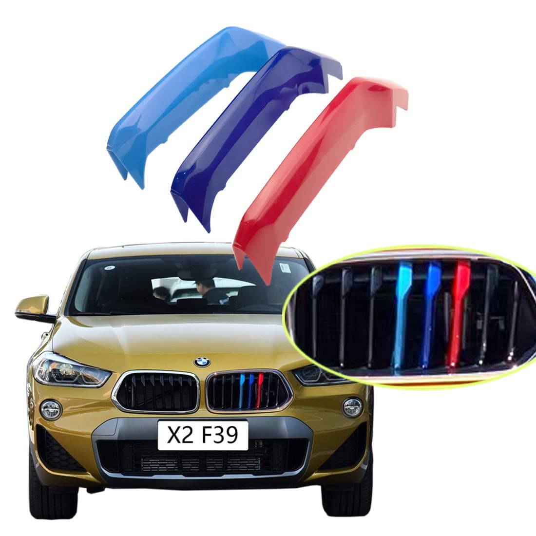 Grille color stripes Insert Trims compatible with BMW 2017-up F39 X2 Center Kidney Grille 8-Beam