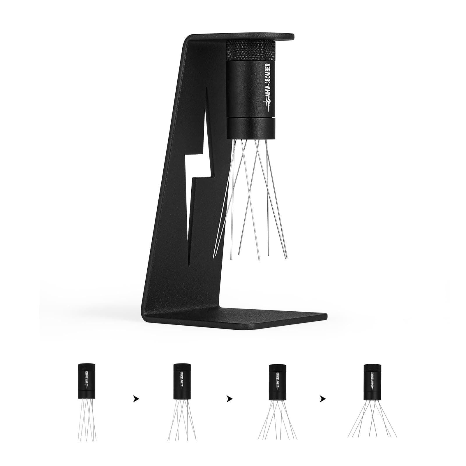 MHW-3BOMBER WDT Tool Espresso Distribution Tool with Magnetic Stand, Adjustable Needle Range, 0.4mm Stainless Steel Needles (8+6 Spare), Anti-Clumping Coffee Stirrer for 51/54/58mm Portafilter, T6126