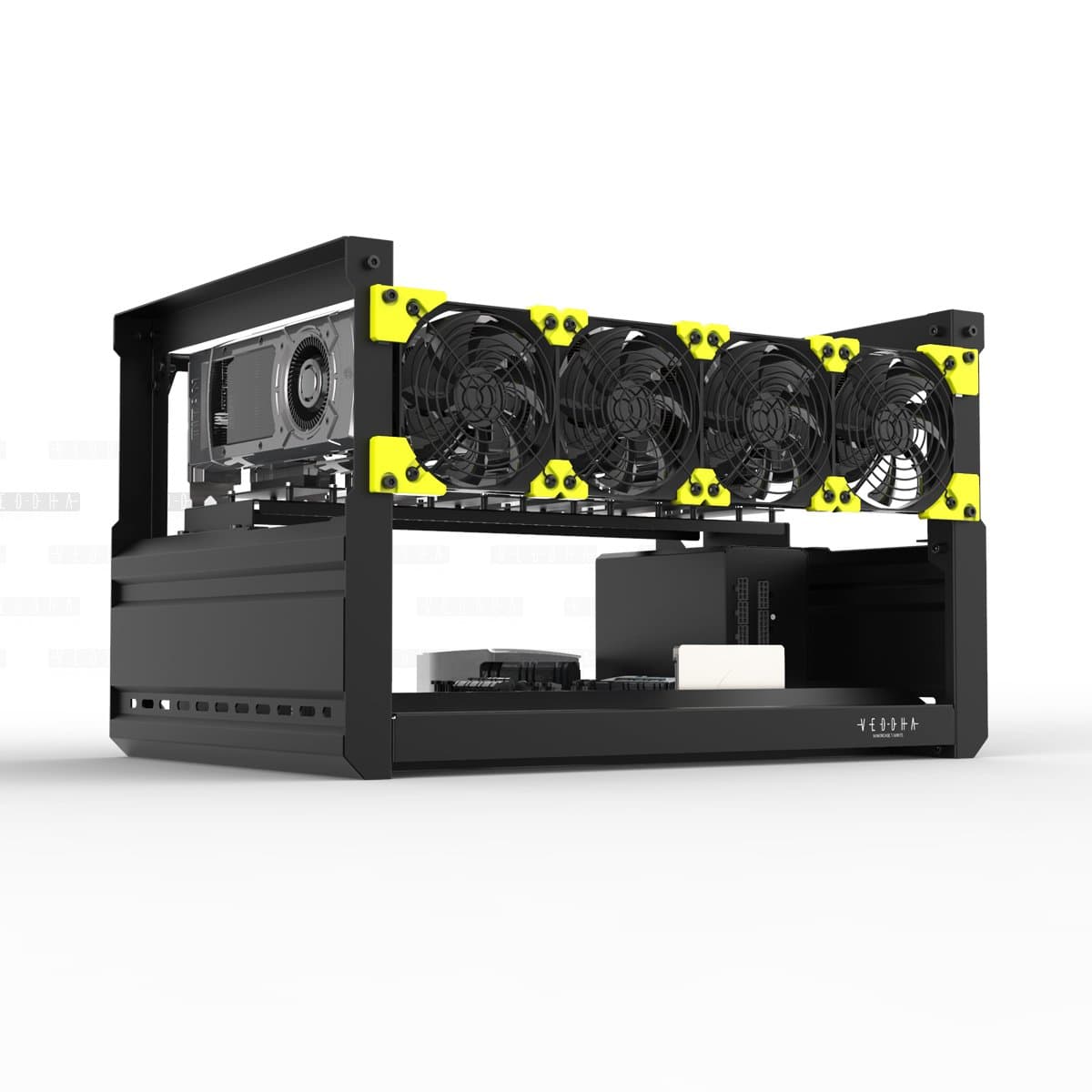 T2S 6-GPU Mining Case Aluminum Mining Rig Open Air Frame Case for Ethereum(ETH)/ETC/ZCash/BTC/Monero Easy Assemble