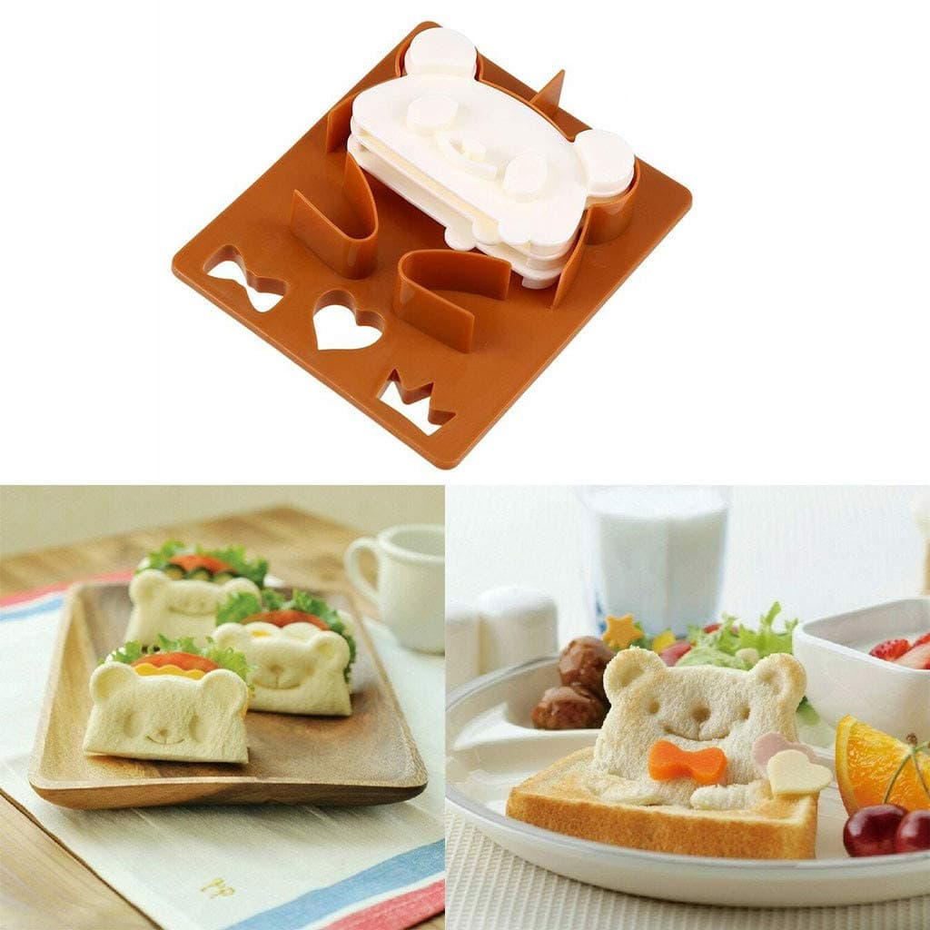 iHHAPY 3PC Cookie Cutter,Cutters Mold,Cute Panda Bear DIY Sandwich Cutter,Cake Bread Toast Maker,Food Decor,Sandwich Mold, Toast Mold, Cookie Stamp (Coffee)
