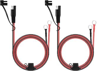 SAE Connector 2 Pcs 2 Pin SAE Battery Terminals Connection Cable 12V-24V Harnis Wire Battery Terminal Quick Disconnect SAE Cable with 15A Fuse for Motorcycle Car, 60cm