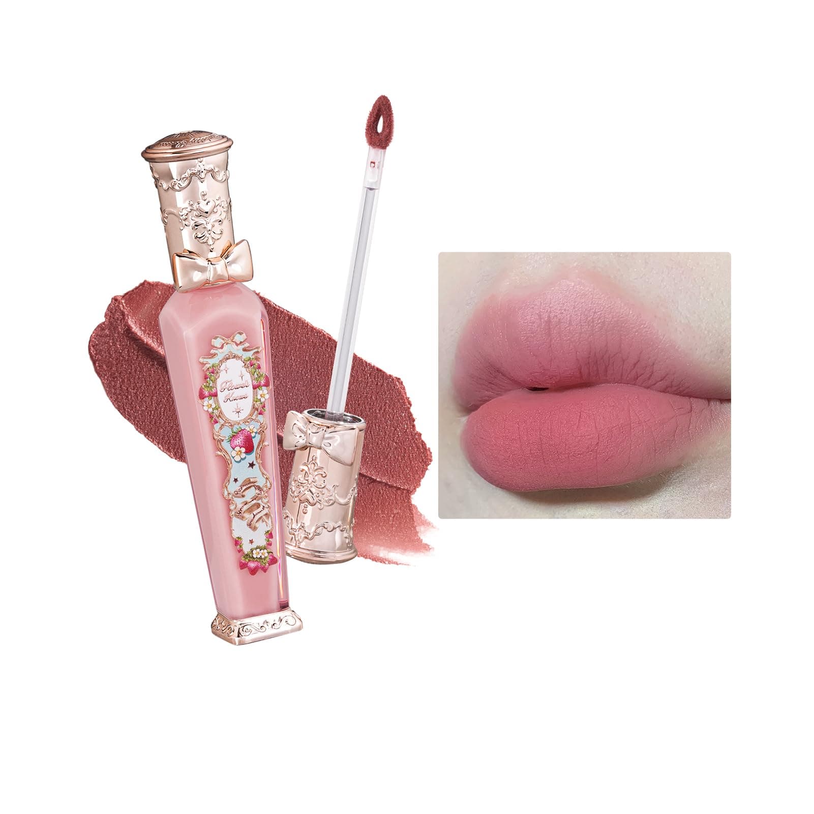 Flower Knows Strawberry Rococo Cloud Lip Cream,Long Lasting Soft Pink Matte Lipstick,Hydrating Lip Stain,Transfer & Smudge Proof Velvet Liquid Lipstick for Girls&Women,0.12 Fl Oz(S04 Strawberry Moon)