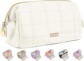 Sooez Large Pencil Case Pouch, Soft Pencil Bag with Zipper, Pen Bag Wide Opening, School Supplies Cute Pencil Case for Girls Boy Men Women, Beige