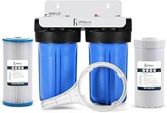 Well Water Whole House Filtration System Dual Stage Complete System Commercial Grade Sediment Odor Taste Rust, 1" Ports